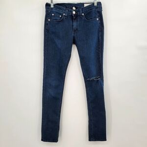 Rag and Bone Distressed Dark Wash Skinny Jeans